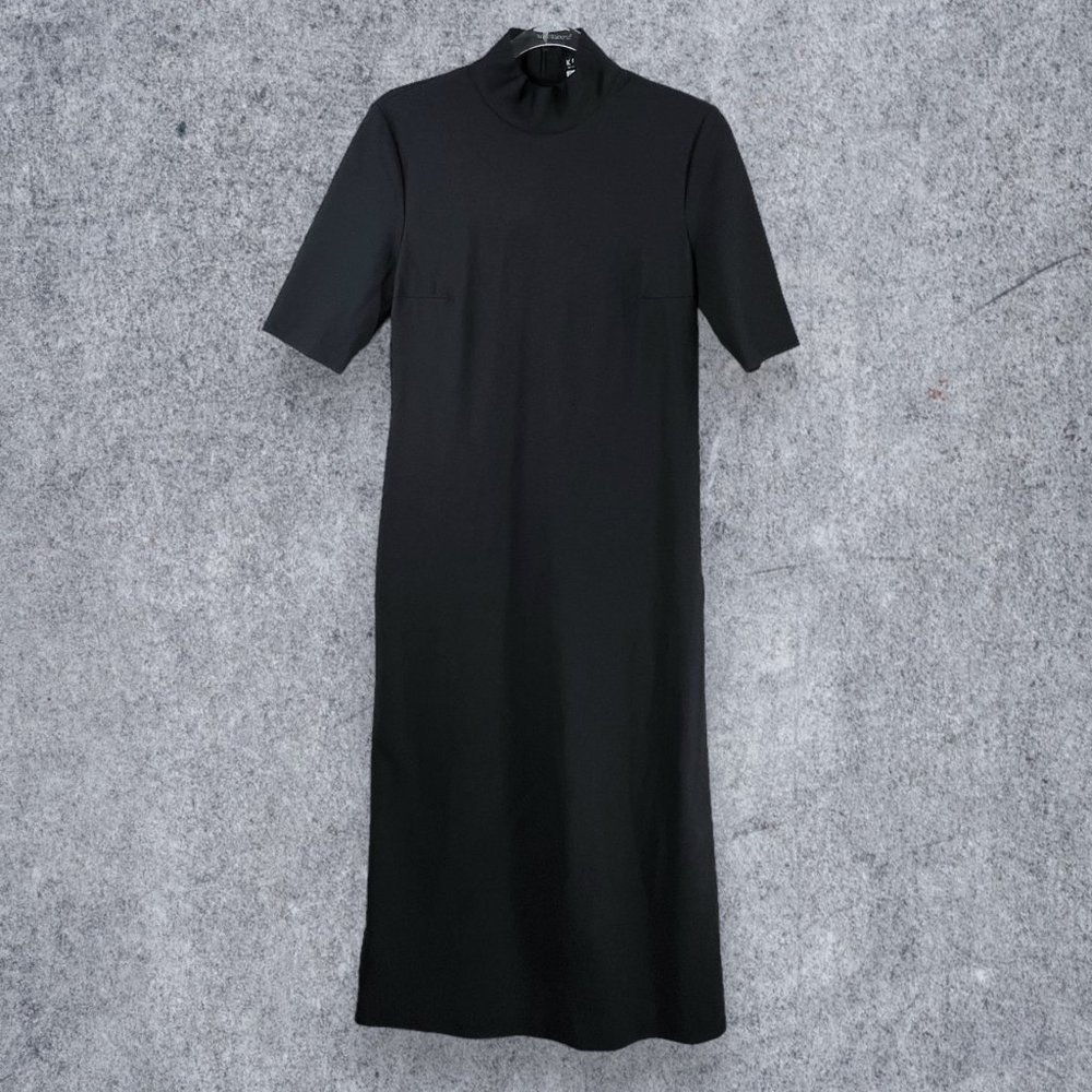KORS Michael Kors Black Midi Turtleneck Dress